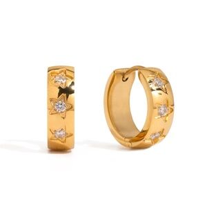 18K Gold Plated Star Hoop Earrings